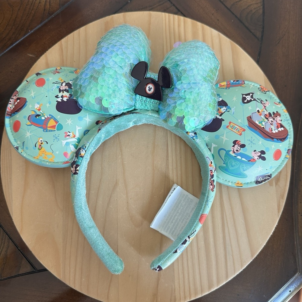 Disney Parks Mickey Minnie Play in the Park Sequined Bow Minnie Ears Headband